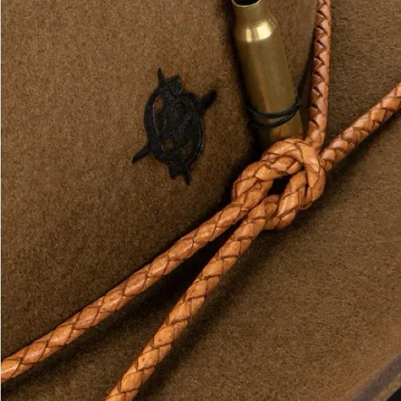 Artisan Rabbit and Beaver pelt Brown Cowboy Hat with Rope  display picture 2
